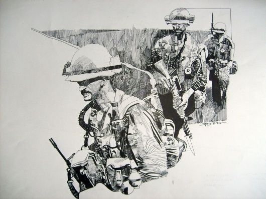 Sergio Toppi - Vietnam, in GiuseppeÂ Velardo's Toppi, Sergio Comic Art Gallery Room #vietnam #sergio #toppi #war #illustration #marines #comics #drawing