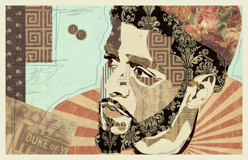 "GROWN SIMBA" www.KyleMosher.com #kylemosher #newspaper #hiphop #illustration #portrait #vintage #art #rap