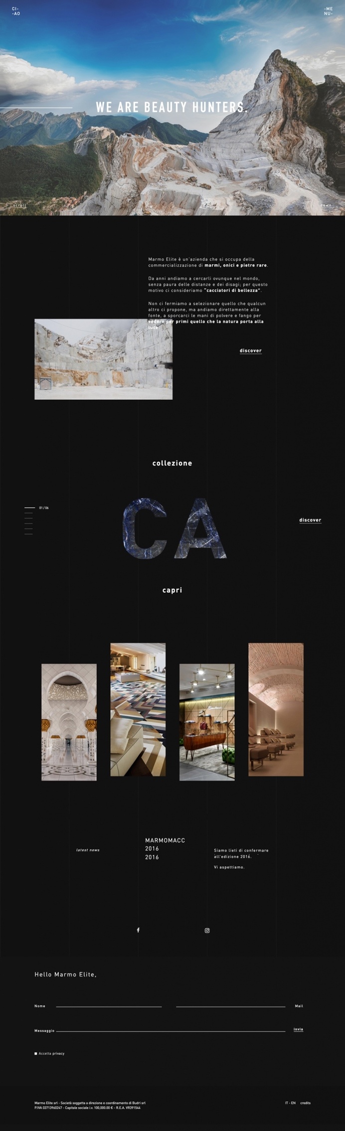 Marmo Elite italy italian beauty hunters cool top mdern black dark beautiful new webdesign website inspiration inspire minimal best css html