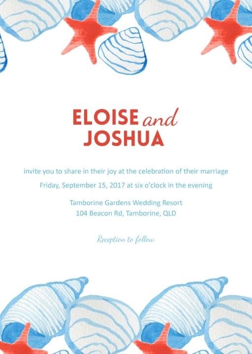 Seashells And Starfish - Wedding Invitations #paperlust #weddinginvitation #weddinginspiration #cards #paper #design #digitalcard