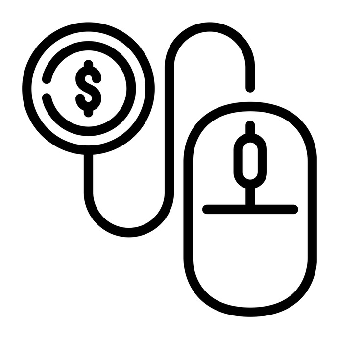 See more icon inspiration related to money, coin, mouse, pay per click, computer and multimedia on Flaticon.