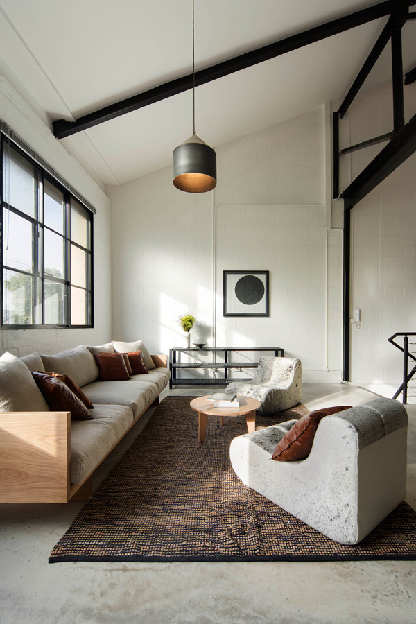 Warehouse space transformed into a bright house