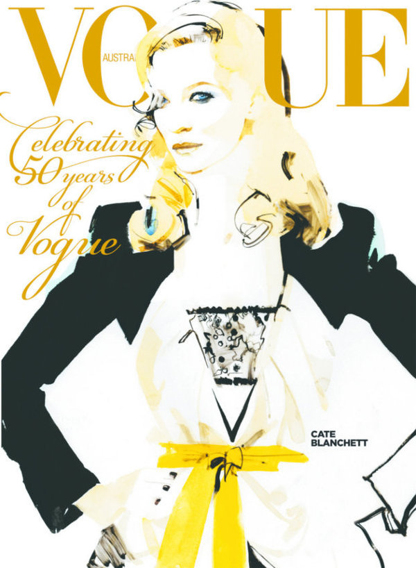vogue australia september 2009 cate blanchett by david downton #downton #cover #illustration #fashion #david #drawing #magazine