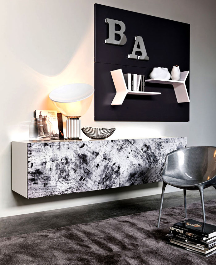 Suspended Sideboard with Customizable Doors by Ronda Design - #livingroom, #decor, #interior, home,