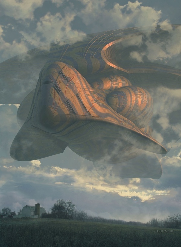 'THE SIGHTING' BY STEVE BURG #clouds #fantasy #sky #fi #sci #space #concept #ship #art