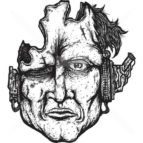 Mutant After All #vector #white #head #black #illustration #mutant #bionic #and #stock #dead #man #sketch