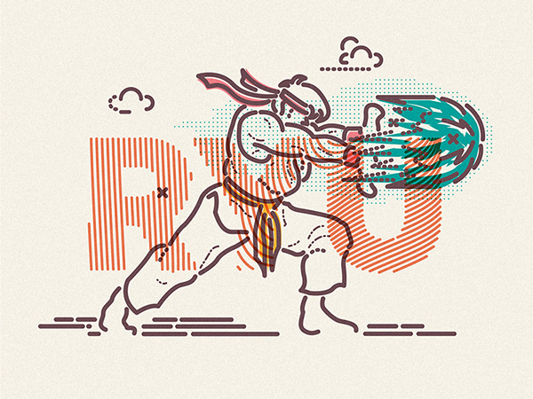 COLOURS AND LINES PART QUATRE on Behance #jamesp0p #lines #oconnell #fighter #ryu #james #illustration #street #colour #hadouken