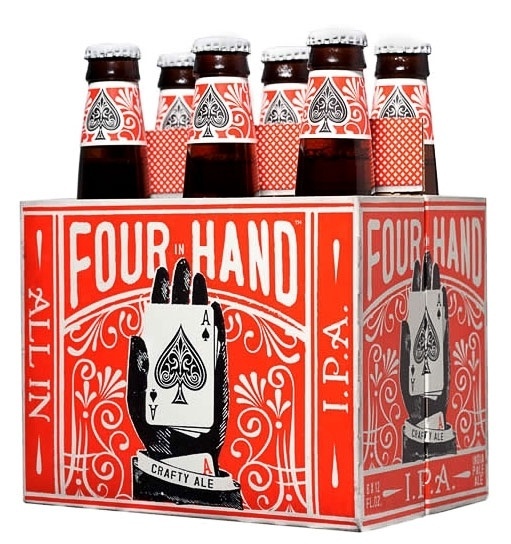 Four In Hand IPA #beer #bottle #four #card #ace #hand #package