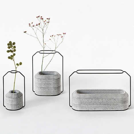 Weight Vases by Decha Archjananun #concrete #container #design #product #flower #metal