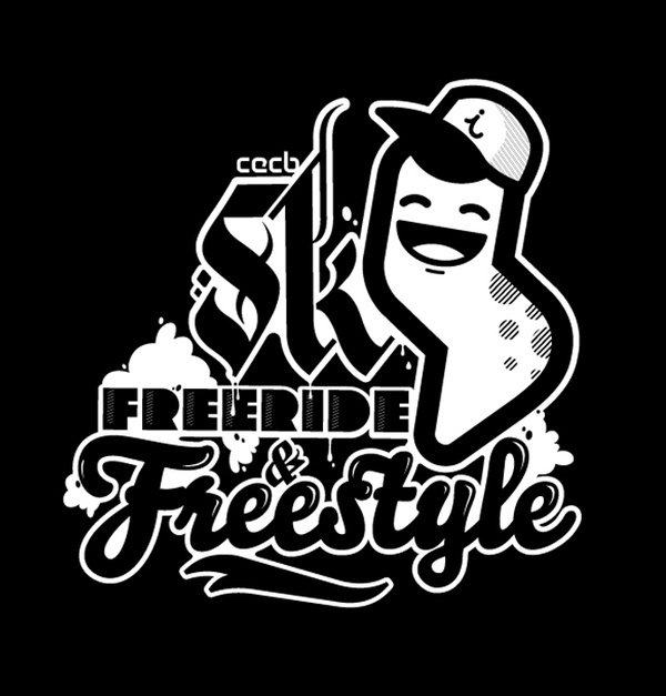 SKI, FREERIDE #illustration #vector #freestyle #apparel