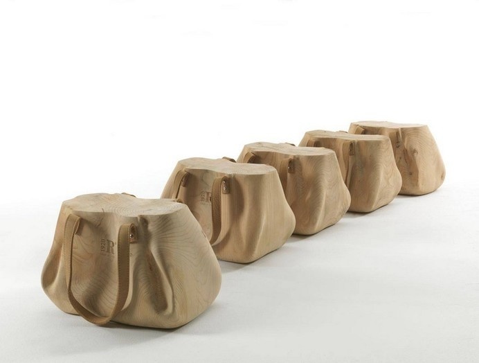 Perfectly Balancing A Fresh Concept With Versatility: Mondana Bag Stool #wooden #chair #furniture #modern