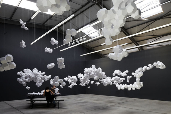 CJWHO ™ (Paper Clouds Suspended in Geometric Clusters by...) #creative #clouds #installation #crafts #design #geometric #art