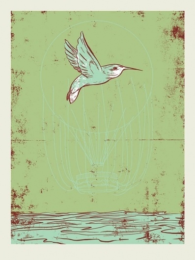 Hummingbird Balloon II | Mark Burrier #silkscreen #hummingbird #balloon #french #poster #paper