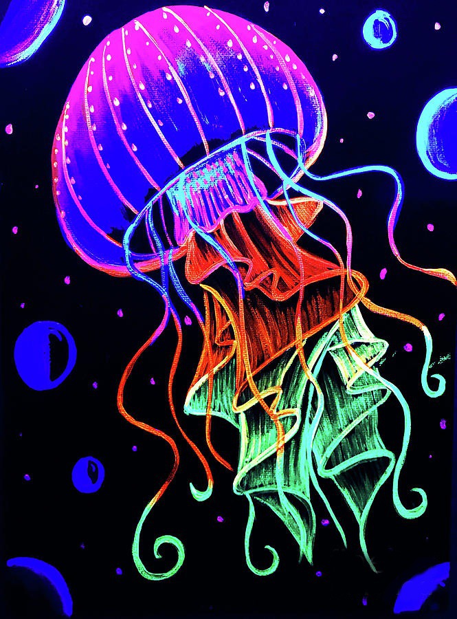 easy jellyfish painting & jellyfish paint by numbers