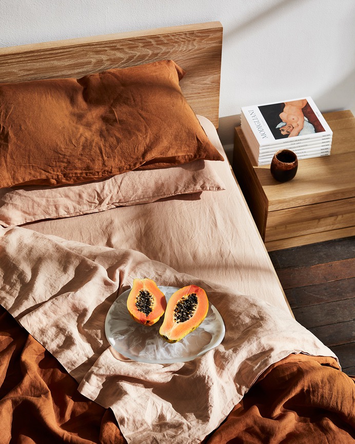 Rust Flax Linen Quilt Cover Set | Bed Linen Sets Online – Bed Threads