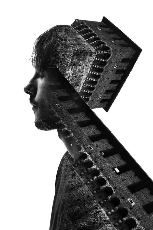 Dreamlike Double Exposure Shots That Blend People And Milan's Buildings - DesignTAXI.com