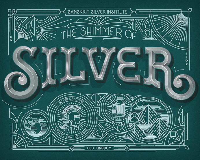 Silver Lettering Typography