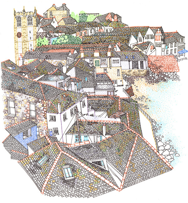 Sketch book : Travel illustrations on Behance, by rooftop illustrations by rooftop illustrations #ives #drawings #cornwall #seaside #town #st #rooftops #holiday #sketches #village