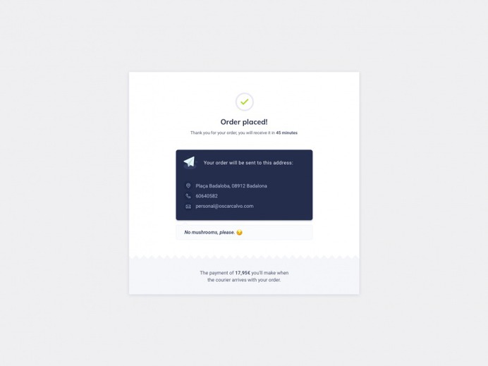 Order Summary UI Design