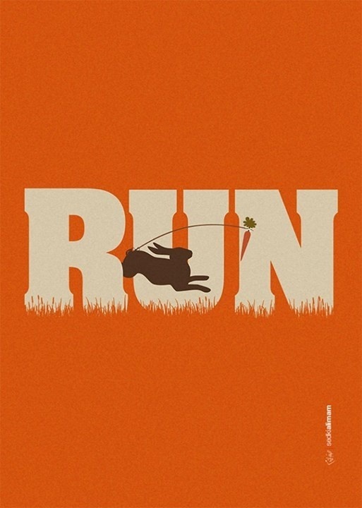 Run #carrot #run #motivation #orange #illustration #poster #rabbit #typography