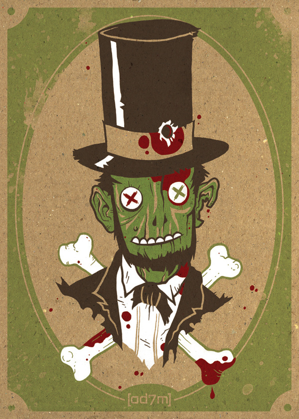 Zombraham Lincoln Print #halloween #print #illustration #poster #zombie