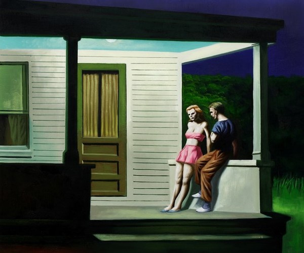"Summer Evening" a romantic painting by Edward Hopper #oil #painting #paintings