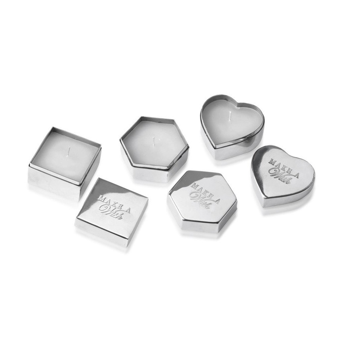 Candle Box Stainless Steel Silver Set of 3, 6cm x 4cm