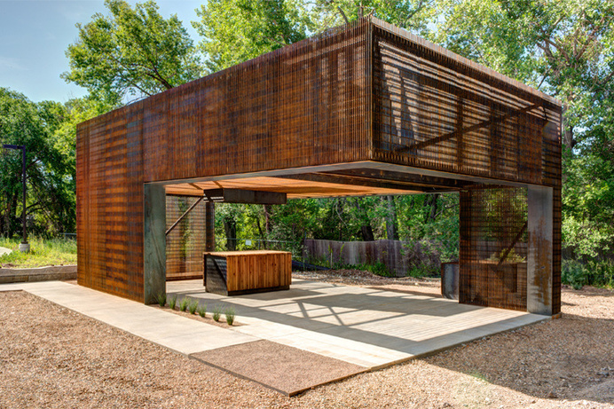 steel grate urban farming classroom by colorado building workshop #outdoor kitchen