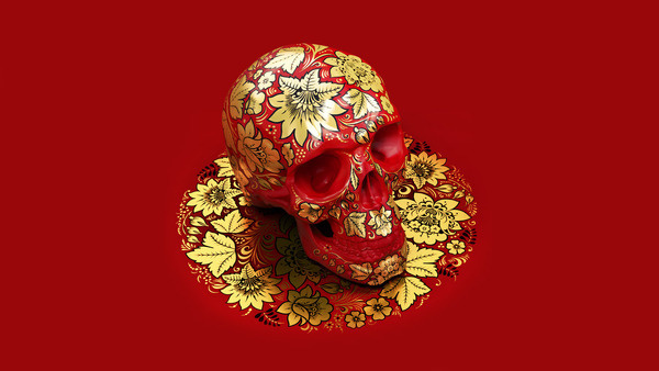 Art by Sasha Vinogradova | LLGD.net #paint #flowers #skull