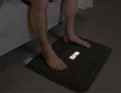 Carpet Alarm Clock. Turn it off by planting both... #haha