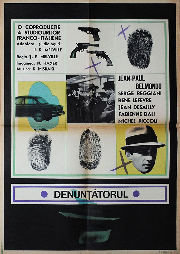 1963 Romanian poster for LE DOULOS aka THE FINGER MAN (Jean-Pierre Melville, France, 1962)