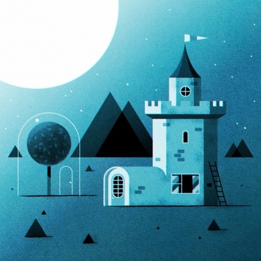 All sizes | Moon Base Camelot | Flickr - Photo Sharing! #offset #print #illustration #blue #castle