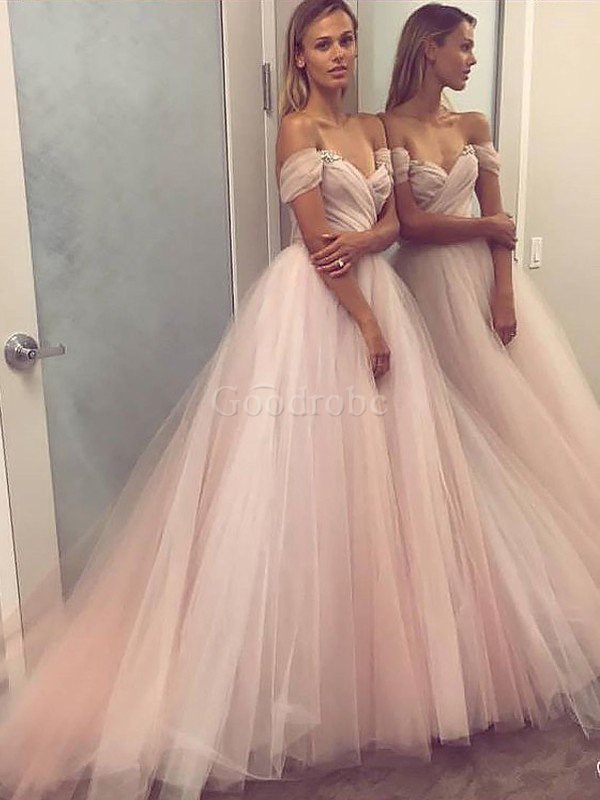 Robe de bal naturel avec perle manche nulle de princesse jusqu'au sol
