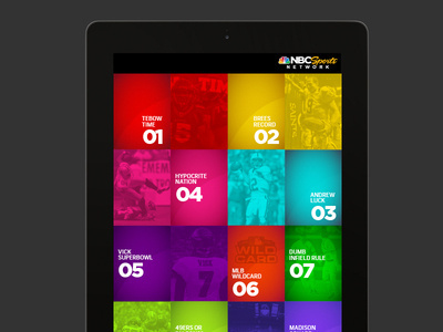 iPad UI for NBC Sports Network 1 #sport #branding #ux #nbc #ipad #interface #texture #ui #grid #network #stats #sports #york #usa #tv #new