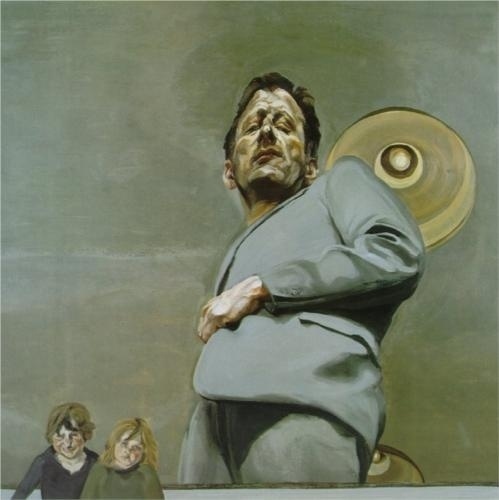 Reflection with Two Children (Self-Portrait) - Lucian Freud - WikiPaintings.org #freud #lucian #painting