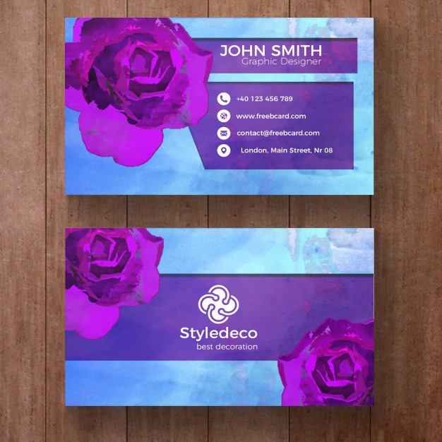 Business card with purple roses Free Psd. See more inspiration related to Logo, Business card, Mockup, Business, Abstract, Card, Template, Office, Visiting card, Presentation, Stationery, Corporate, Mock up, Company, Modern, Branding, Visit card, Identity and Brand on Freepik.
