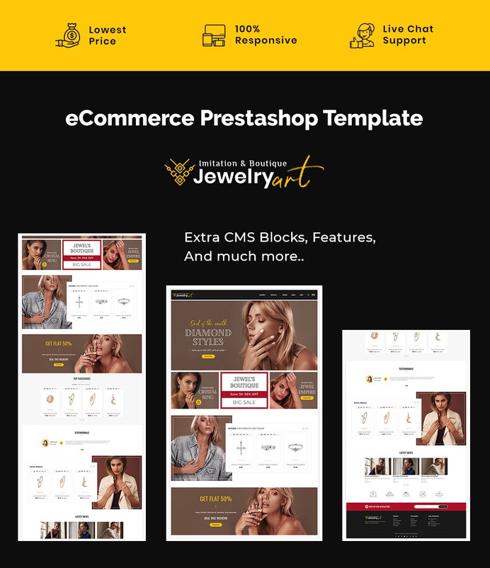 #Jewelry #Art - #Imitation & #Boutique - #Prestashop #Responsive #Theme | #TemplateTrip #eCommerce #Website #Design #Template