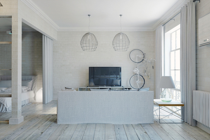 Apartment in Prague with a completely white interior - Anton Medvedev - HomeWorldDesign #interior #apartments #design #prague