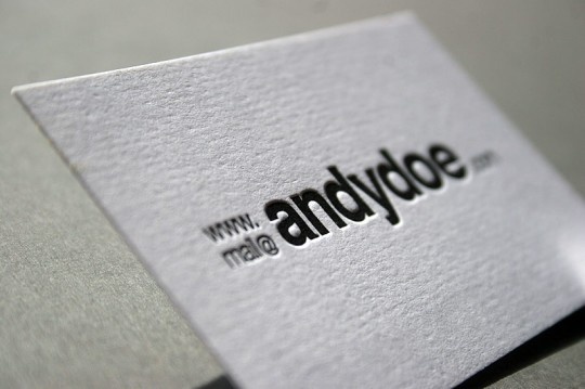 Andy Doe letterpress business card #card #identity #business
