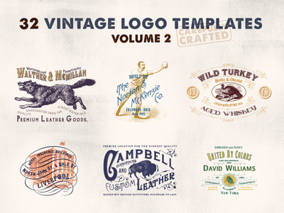 https://creativemarket.com/justliviu/594403-32-Vintage-Logo-Templates-%28Vol.-2%29 #logo #vintage #retro #bedge #insignia #premium, #logopac