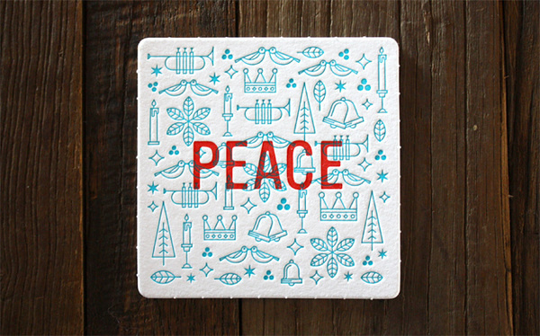 Miles Design 2013 Holiday Coaster Set #christmas #peace #coasters #letterpress