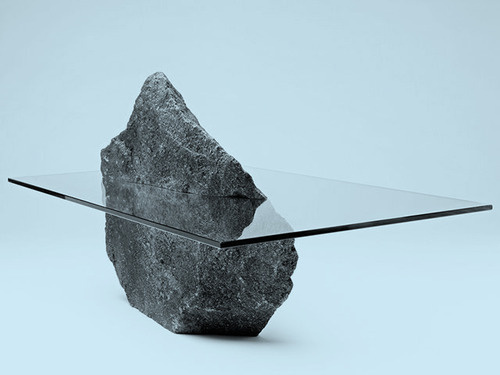 [y_h_b_t_i] | Ohh man the ideas this gives me #interior #stone #rock #glass #coffee #table