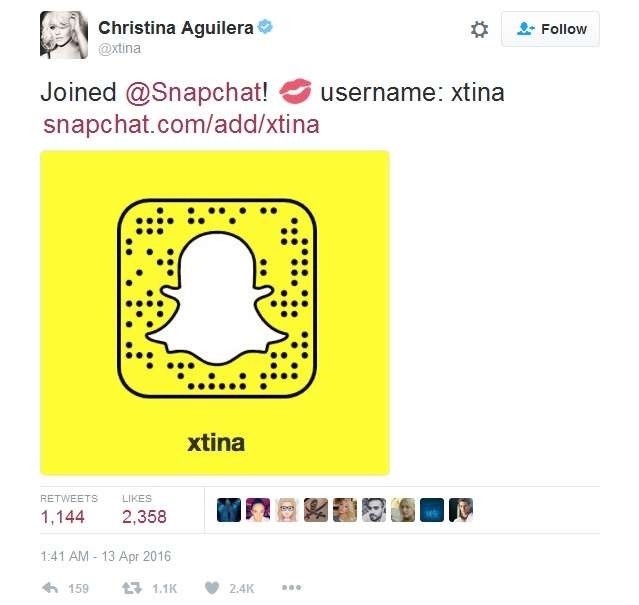 Christina Aguilera's Snapchat Name