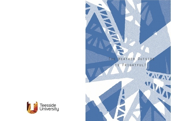 Christmas card #card #university #design #graphic #seasonal #christmas #illustration #snowflake #industry #metal #transporter #bridge #teesside