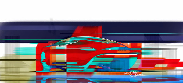 Porsche sketch #punchy #red #design #digital #colorful #colors #photoshop #art #painting #car #blue #porsche #drawing #sketch #deco