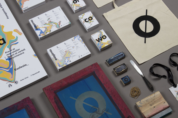 Exogamia, design festival branding by Oscar Medina, Ariadna Pujol, Judit Vilarasau, Albert Ramon, Sergi Delgado, Adria Molins #branding #festival #stationary #design #paint #colors #photography #brand #poster #barcelona #exogamia #typography