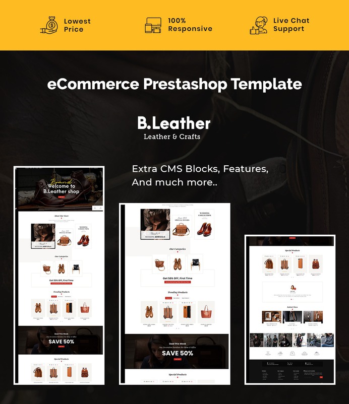 Be #Smith - #Leather & #Crafts - #Prestashop #Responsive #Theme | #TemplateTrip #eCommerce #Website #Design #Template