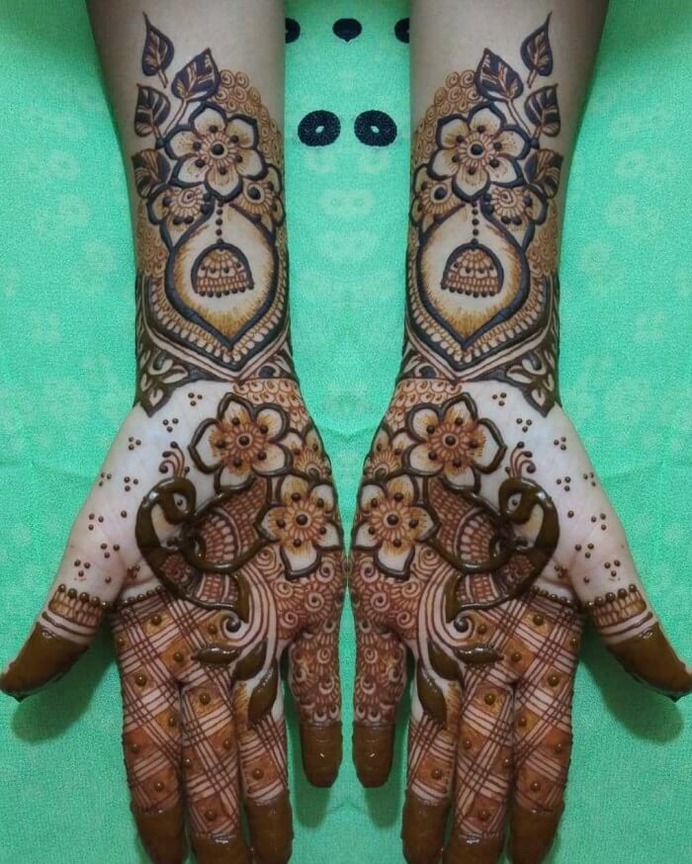 Full Hands Mehndi with Peacock Design
