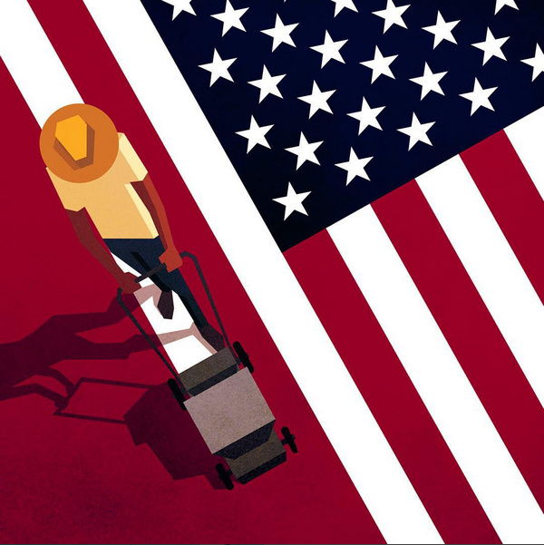 clever, american, flag, usa, illustration, birds eye, political, humor