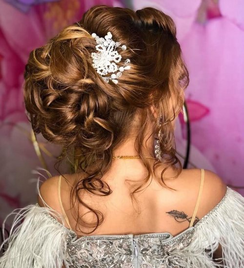Attractive Curly Bun For Long Hair